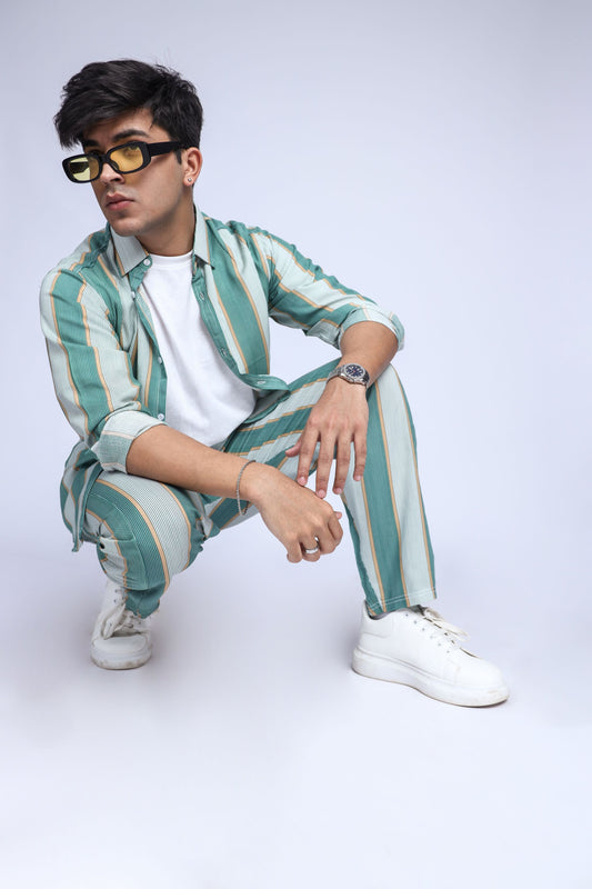 Shop PISTACHIO GREEN STRIPE CO-ORD-SET Online in Pakistan
