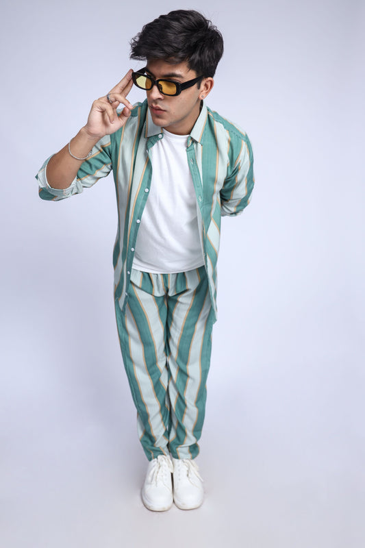 Shop PISTACHIO GREEN STRIPE CO-ORD-SET Online in Pakistan