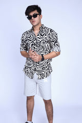 CREAMY ABSTRACT CASUAL SHIRT