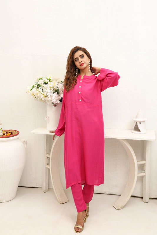 Shop FUSCIA SOLID SUIT Online in Pakistan