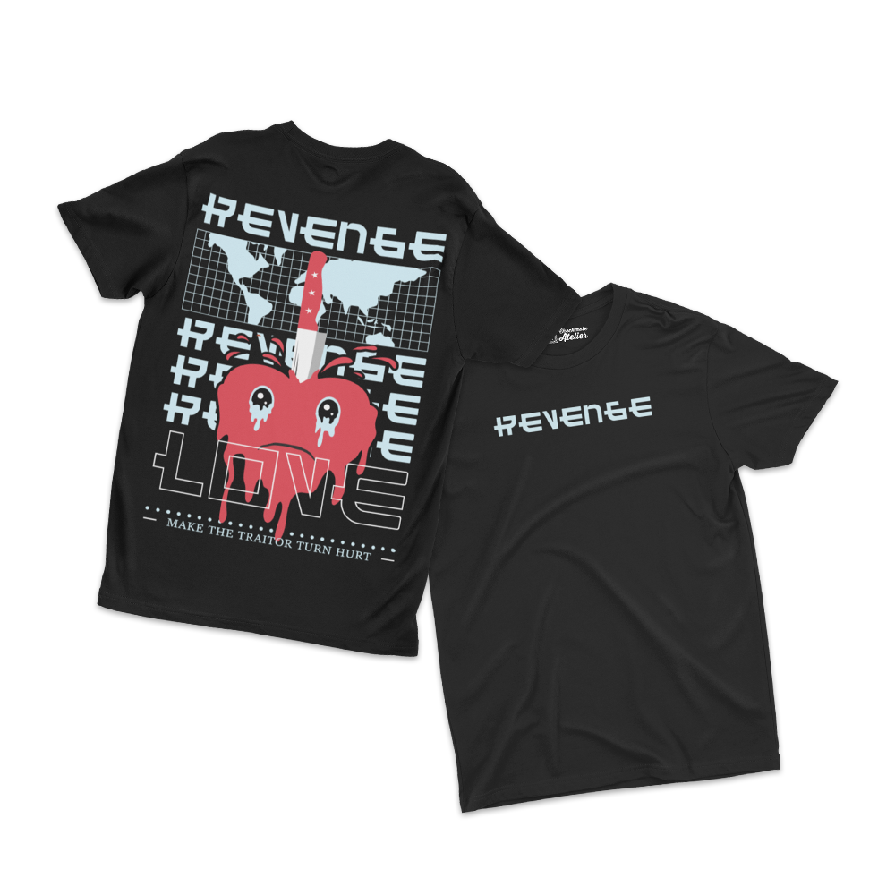 Revenge Black Graphic Front/Back T-Shirt - Checkmate Atelier - Official Online Store