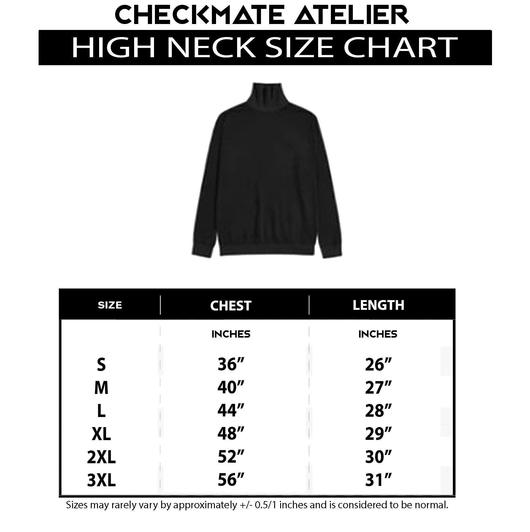 Black Basic High Neck (2XL - 3XL) - W - Checkmate Atelier - Official Online Store