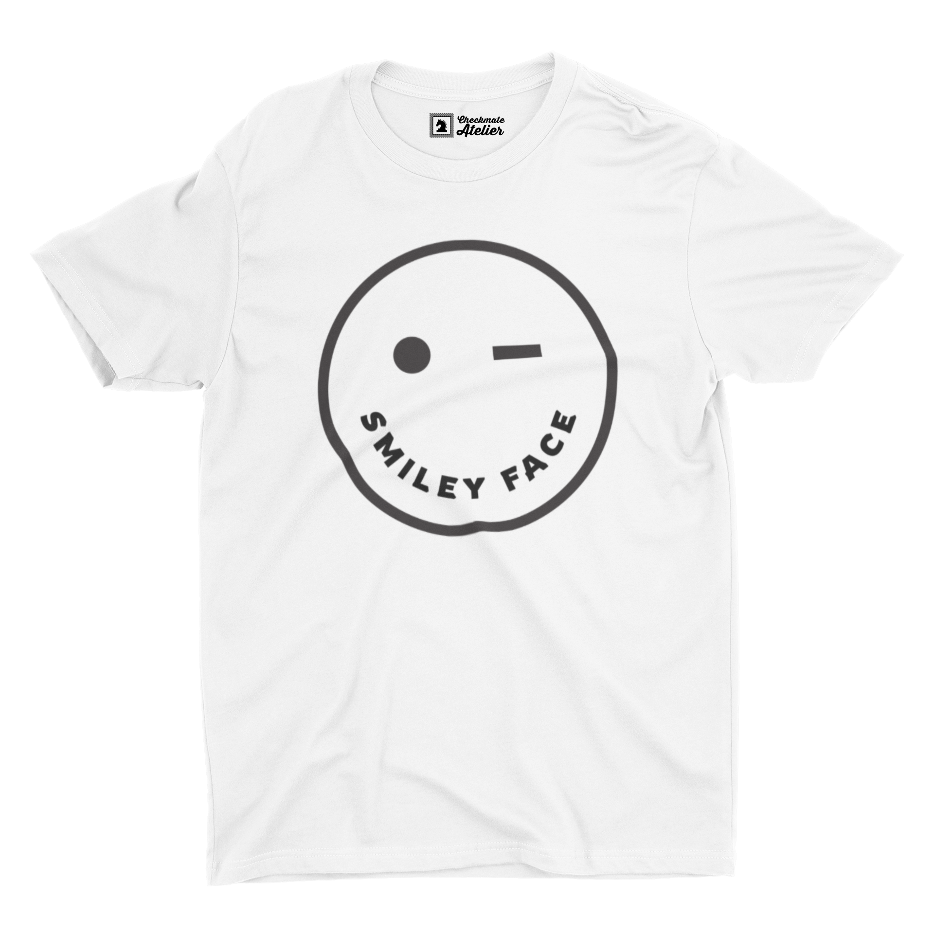 Smiley Face White B&W T-Shirt - Checkmate Atelier - Official Online Store