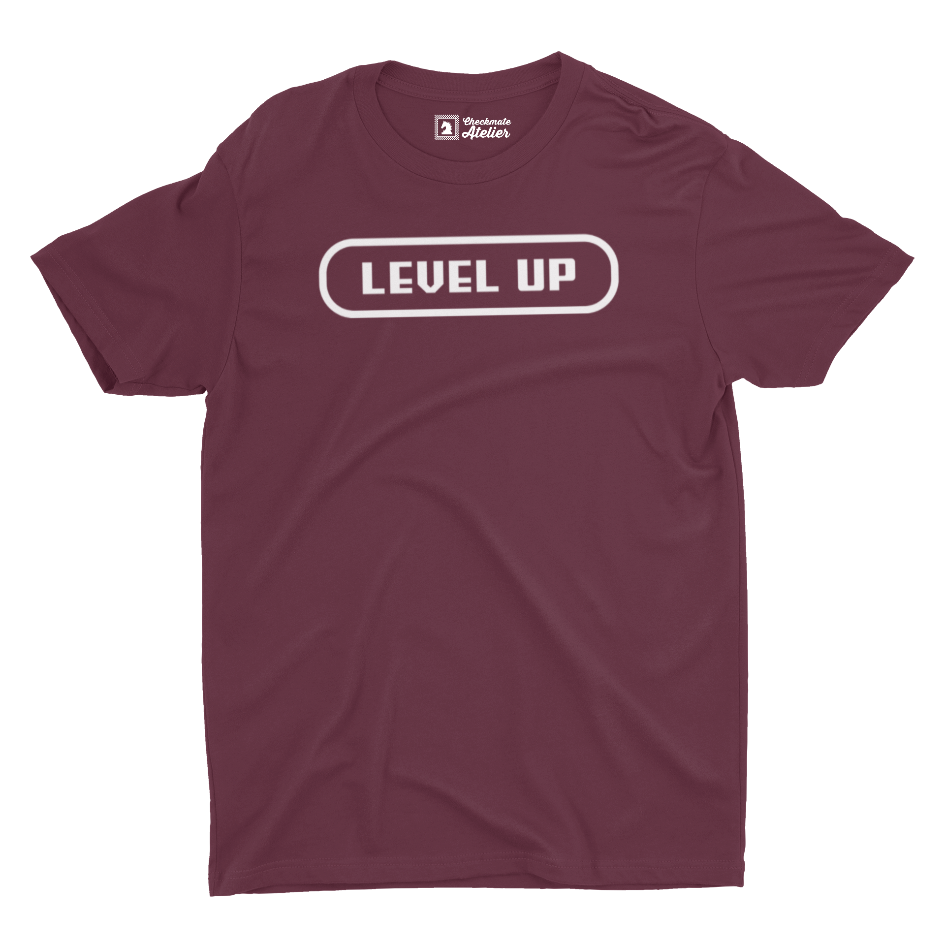 Level Up Maroon B&W T-Shirt - Checkmate Atelier - Official Online Store