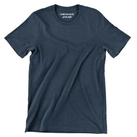 Navy Blue Round Neck T-Shirt - Shop Now - Checkmate Atelier