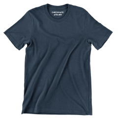 Navy Blue Round Neck T-Shirt - Checkmate Atelier - Official Online Store