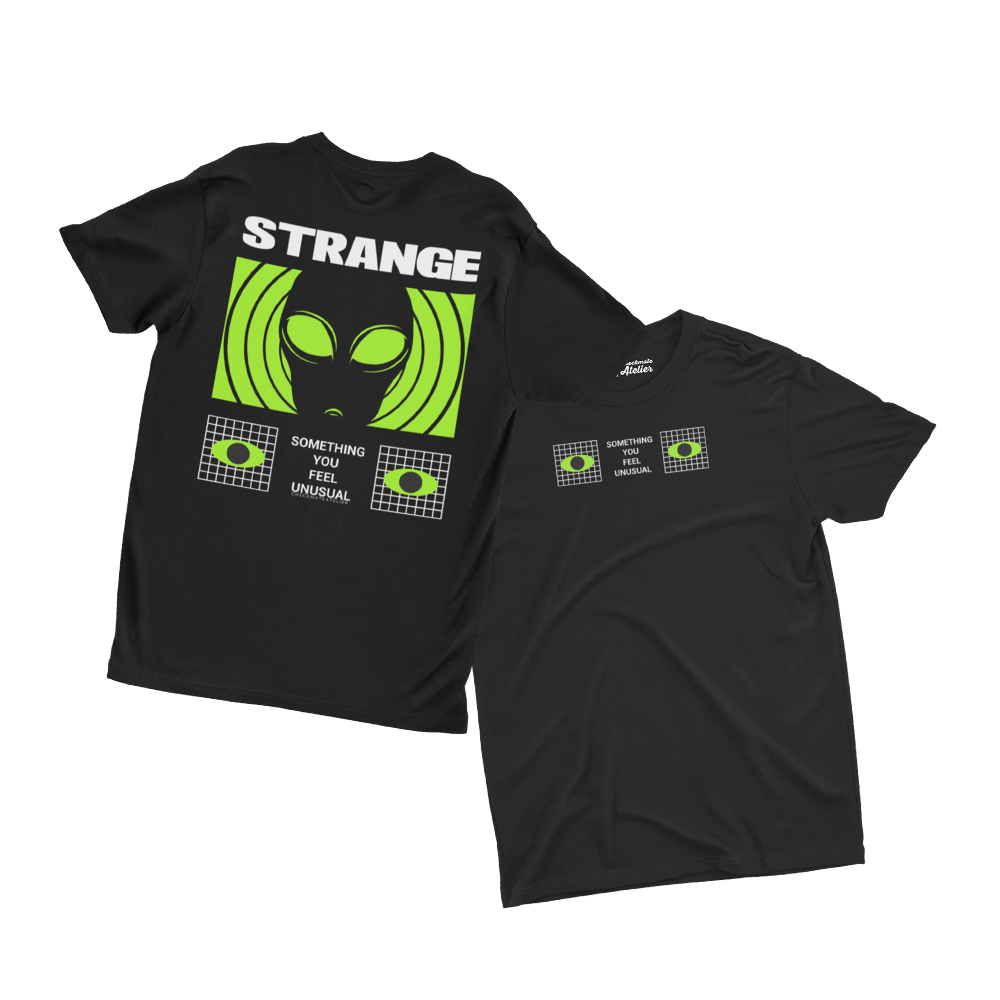 Strange Black Graphic Front/Back T-Shirt